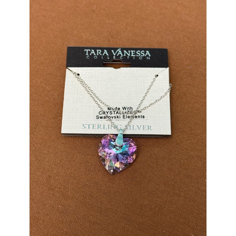 Tara Vanessa Heart Necklace Aurora Purple Swarovski Sterling Silver 925 Romantic